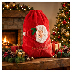 Christmas Gift Pouch with Santa Claus Face - Red | WOT-5335