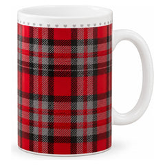 Christmas Ceramic Mug with Festive Nordic & Plaid Designs - Red & White - 1 Piece | B94