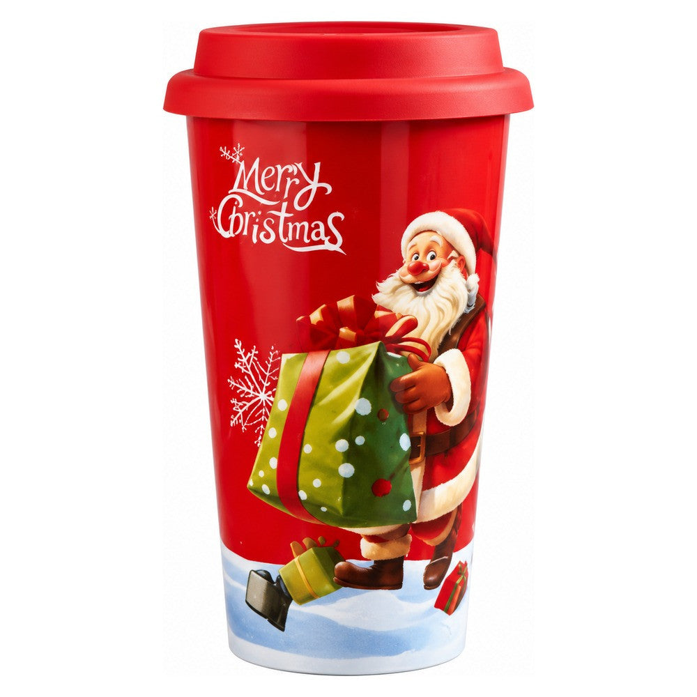 Christmas Santa Claus Drinking Flask with Lid - Red | QF898B