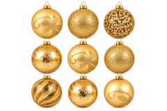 Christmas Ball Ornament Set 9pcs 8cm - Gold | AR13-1633T09-G
