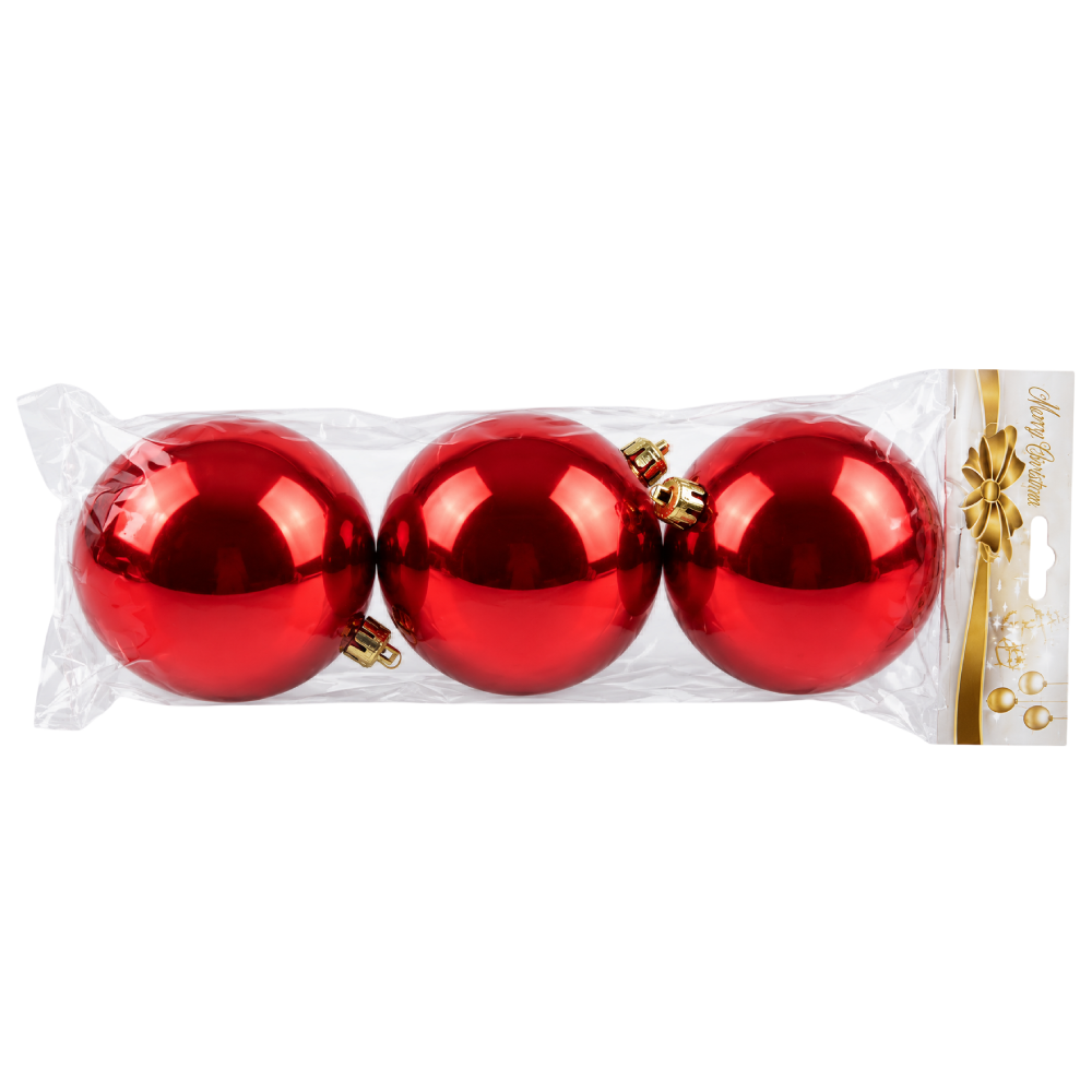 Set of Shiny Red Christmas Tree Bauble Ornaments 10 cm | AR2/10003A/R