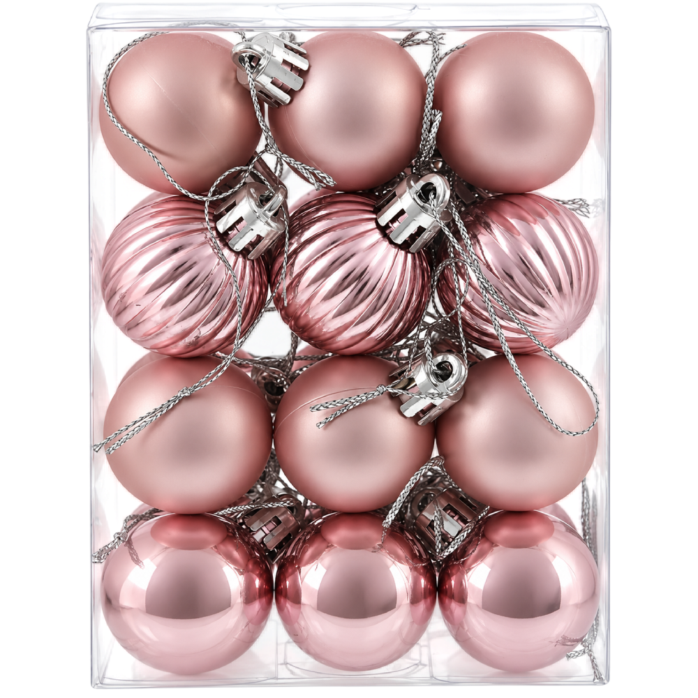Pale Pink Christmas Tree Baubles with Mixed Finish, 8cm | AR3-038AW12-LP26