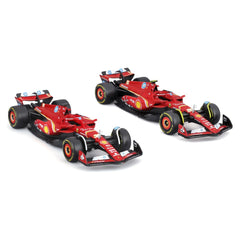 Bburago Ferrari SF-24 #16 Charles Leclerc & #55 Carlos Sainz 2024 2-Pack 1:43 Die-Cast Model Cars