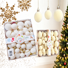 Christmas Velvet Ball Ornaments 3cm, 4cm & 5cm - White - 40 Pieces | AL0298