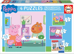 Educa 16817 - Peppa Pig Progressive Puzzle Set (12 + 16 + 20 + 25 Pieces) | 16817