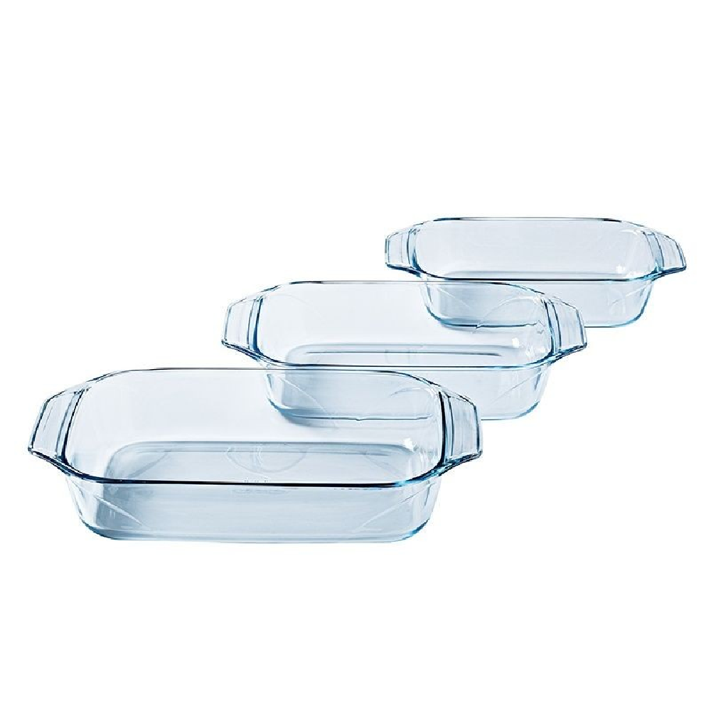 Pyrex Glass Roaster - Rectangular - 3 Pcs - 3.8L & 2.9L & 2.1L | 912S734