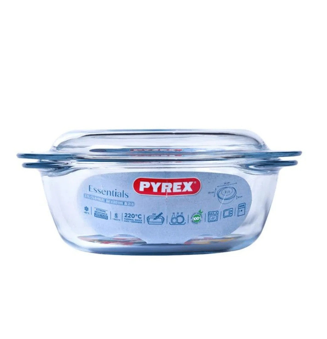 Pyrex Essentials Glass Round Casserole High resistance 3L 208A