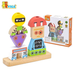 Viga Wooden Robot Stacking Blocks Game | 44652