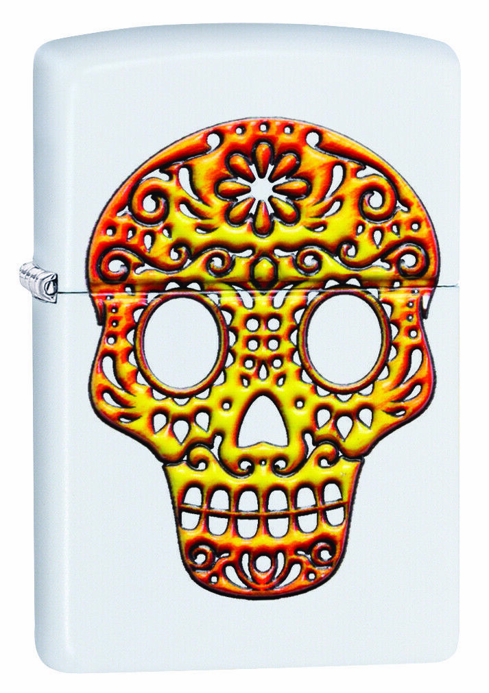 Zippo White Matte Sugar Skull Design Windproof Lighter | 49003