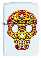 Zippo White Matte Sugar Skull Design Windproof Lighter | 49003