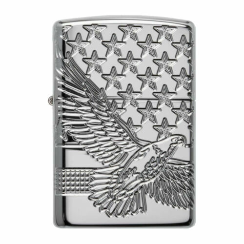 Zippo Armor Patriotic Eagle Windproof Lighter - High Polish Chrome | 49027