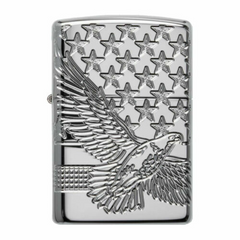 Zippo Armor Patriotic Eagle Windproof Lighter - High Polish Chrome | 49027