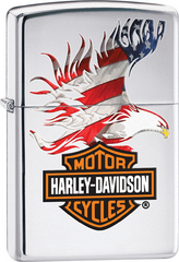 Zippo Harley-Davidson American Flag Eagle Lighter - High Polish Chrome | 28082