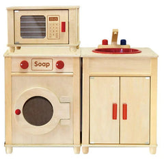 VIGA Kids Wooden Kitchen Set with Sink & Microwave - Educational Pretend Play Kitchen | 50997-1/2FSC