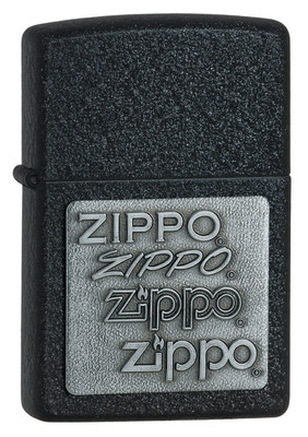 Zippo Silver Zippo Logo Emblem Black Crackle Windproof Lighter | 362