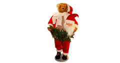 Santa Claus Christmas Decoration with Teddy Bear & Greenery | S17228