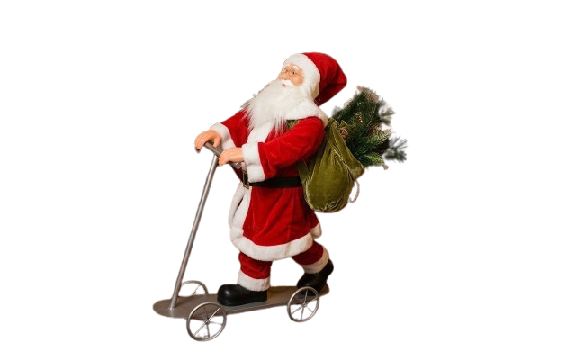 Santa Claus Christmas Scooter Decoration with Gift Sack | S17232