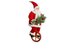 Santa Claus Unicycle Christmas Decoration with Tree Branch | S17406