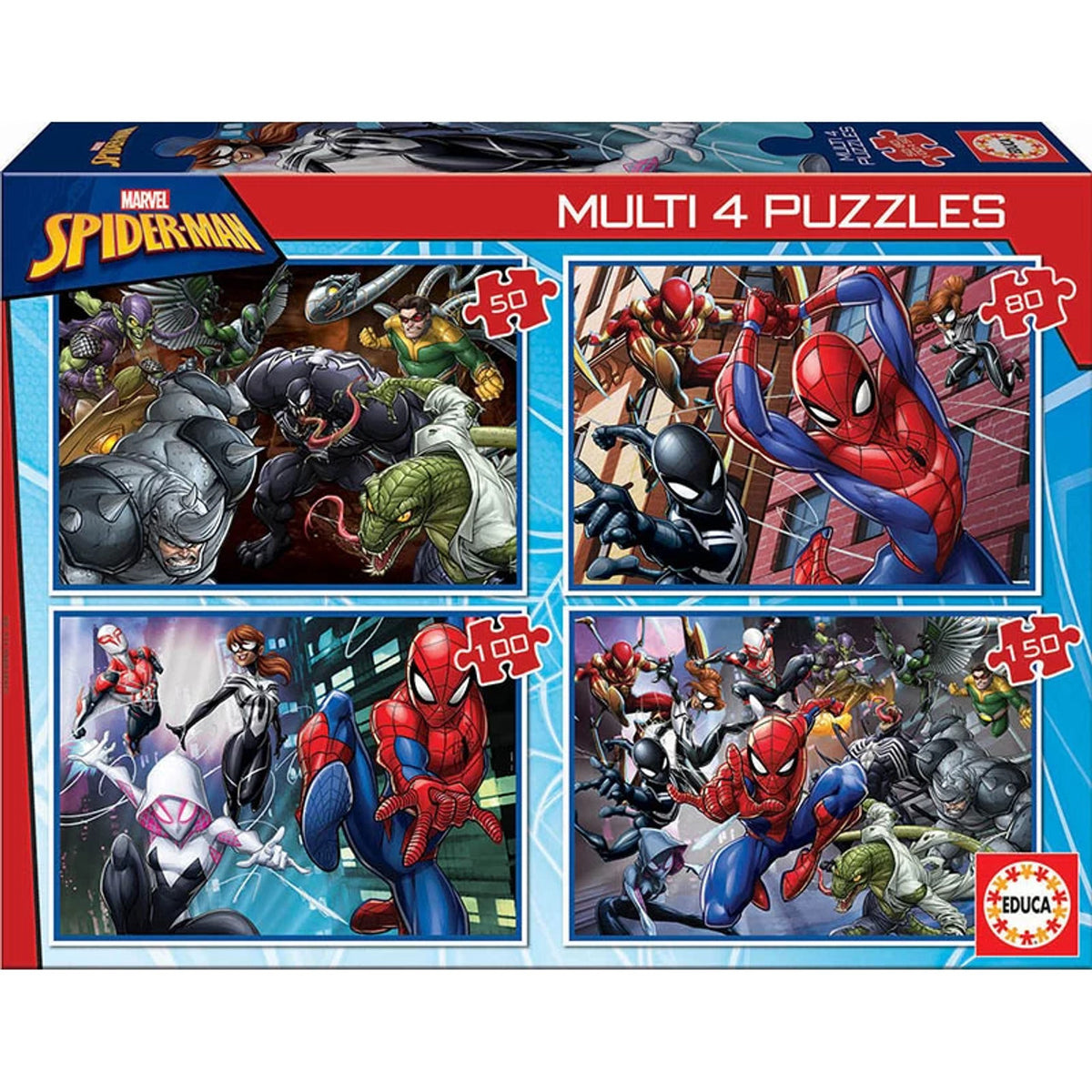 Educa Marvel Spider-Man – Multi 4 Puzzle Set (50/100/150 pcs) | 18102