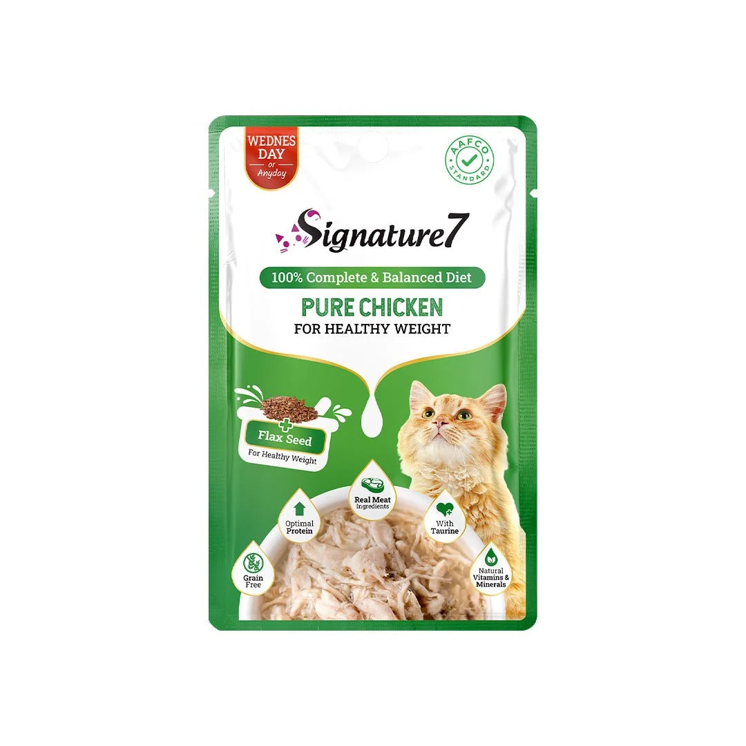 Signature 7 Pure Chicken in Gravy for Healthy Weight Cat Food 12×50g | POU012