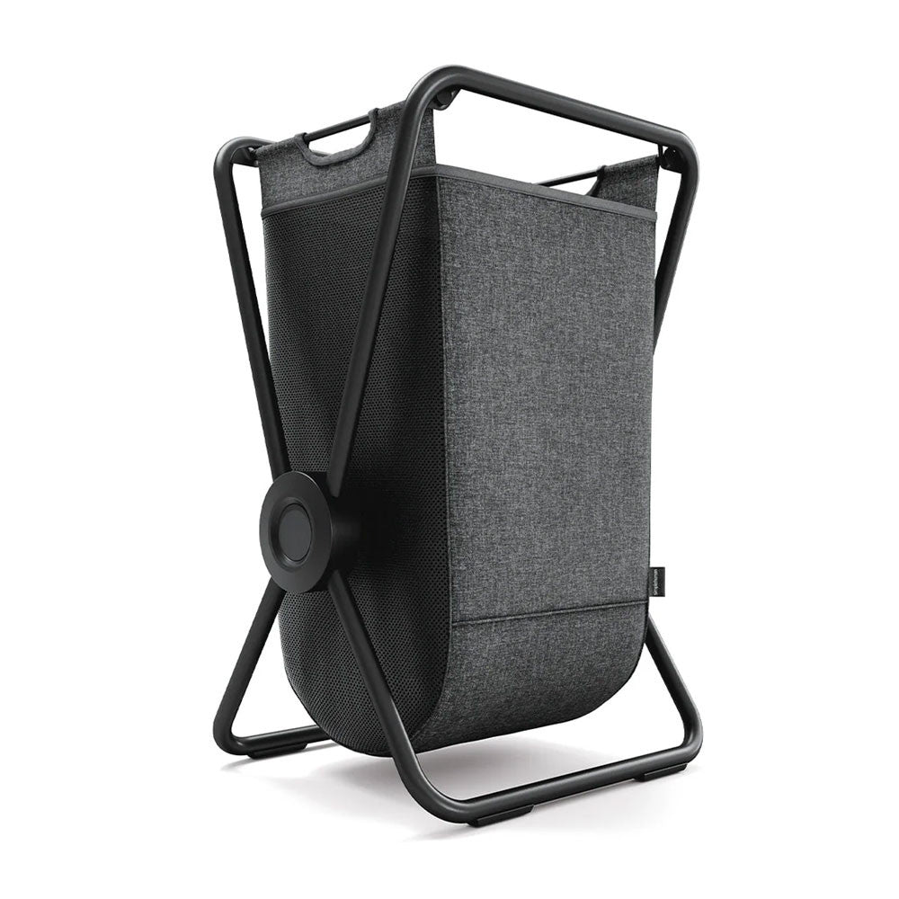 Simplehuman single x-frame laundry hamper, 100% recycled polyester removable laundry baskets with easy carry handles, heavy-gauge steel frame, black, 65L