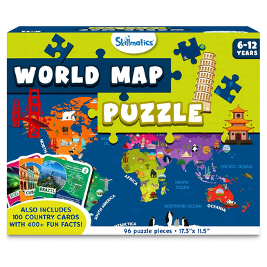 Skillmatics World Map Puzzle, 96-Piece Jigsaw Puzzle