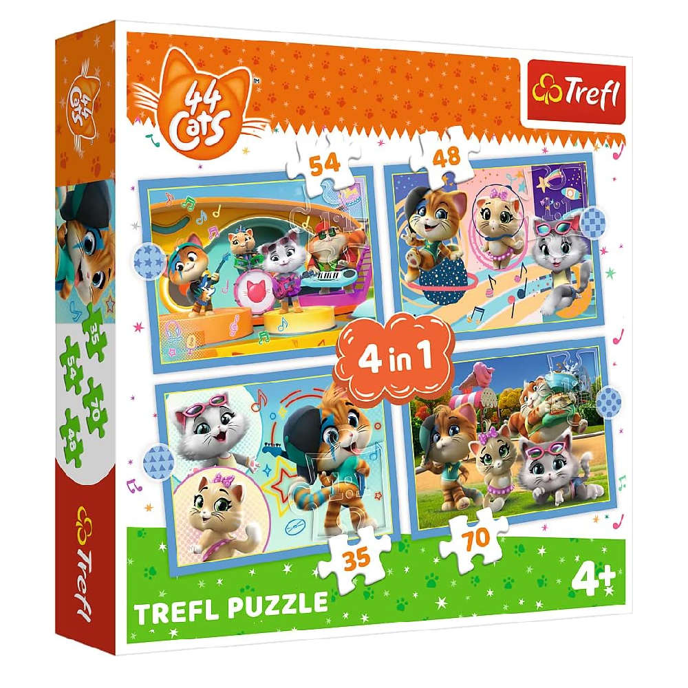 Trefl 4-in-1  44 Cats Figures Puzzle - 35-70 Pcs | 34612