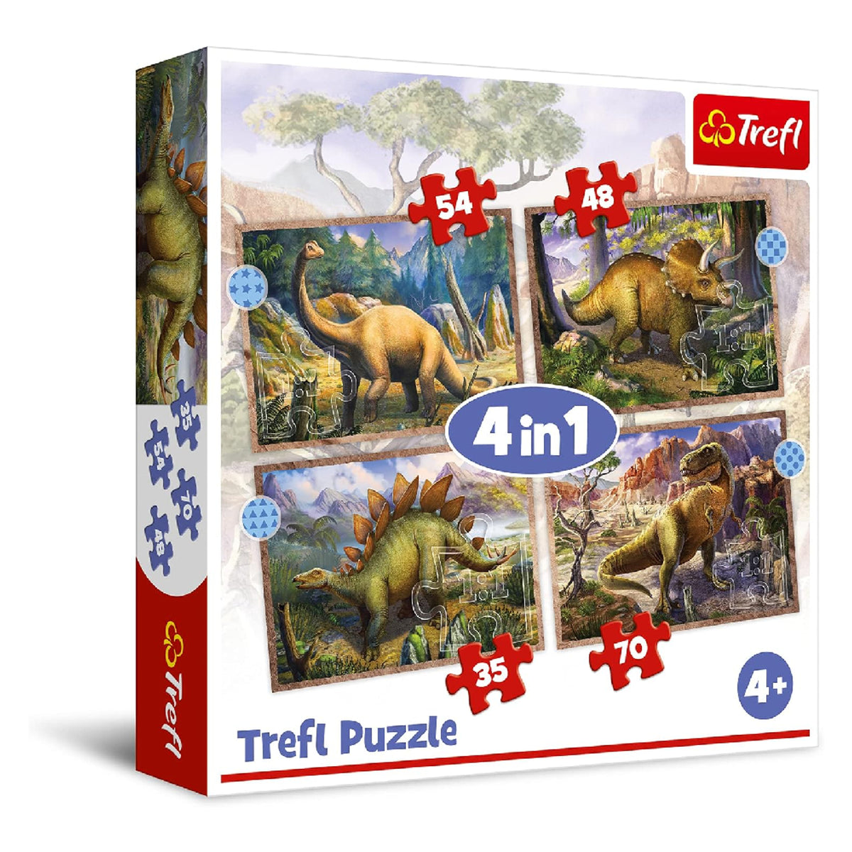 Trefl 4-in-1 Interesting Dinosaurs Puzzle - 35-70 Pcs | 34383
