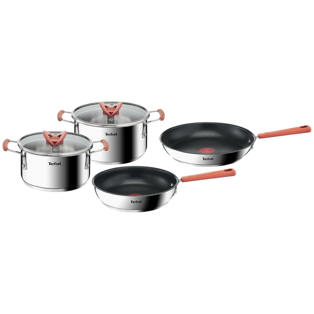 Tefal Optispace Cookware Set - Pan 24cm & 28cm, Casserole 18 cm & 20 cm  + Lid | G720S604
