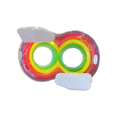 Inflatable Rainbow Double Tube Pool Float - Fun Water Toy with Pillow | 585-33