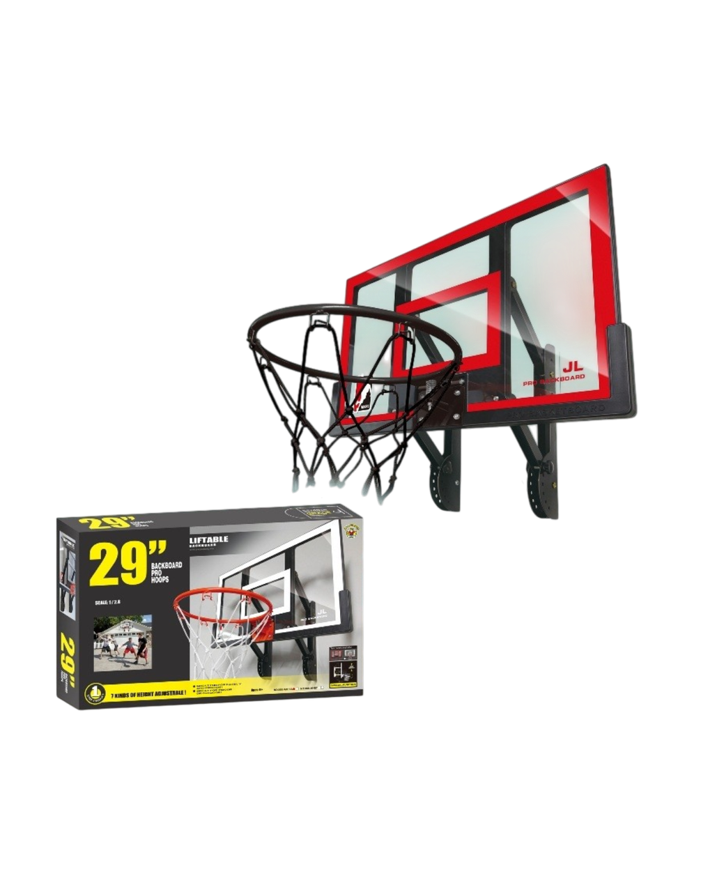 Kids Basketball Hoop Set with 29" Adjustable Backboard & Rim | 666-AHE7A