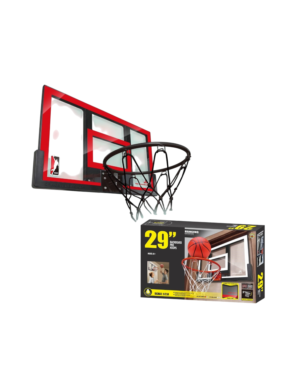 Kids 29" Hanging Basketball Backboard Set with Breakaway Rim | 666-XGE7A