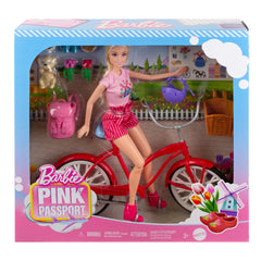 Barbie Pink Passport Holland Doll & Bicycle Playset with Travel Accessories | HWJ0