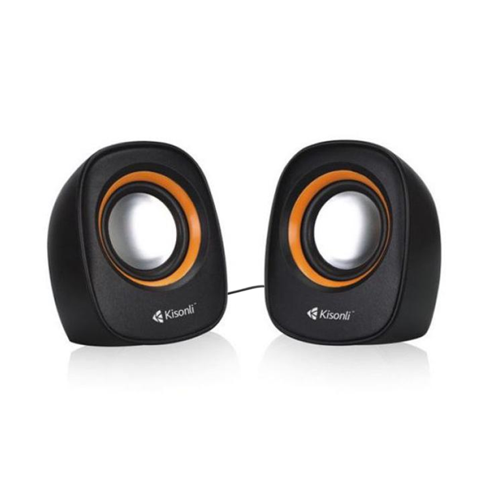 Kisonli V360 Wired USB Multimedia Computer System Speaker - Orange