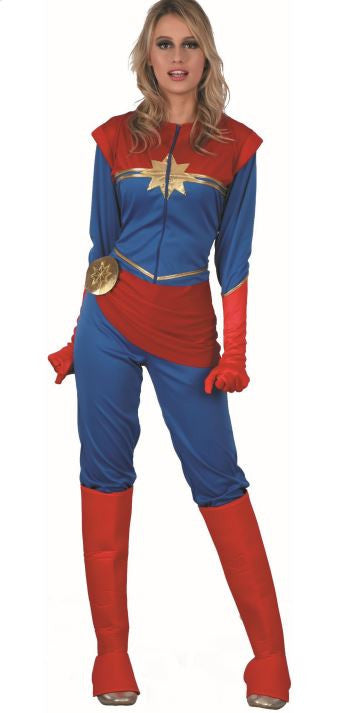 Captain Marvel Costume (Jumpsuit, Waist Scarf & Boot Covers) | 093601