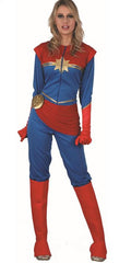 Captain Marvel Costume (Jumpsuit, Waist Scarf & Boot Covers) | 093601