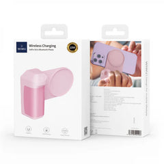 WIWU Wi-W016 — 3-in-1 Wireless Charger, Power Bank & Selfie Stick | Pink