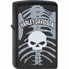 Zippo Harley-Davidson Skull and Ribcage Black Matte Lighter | 28085